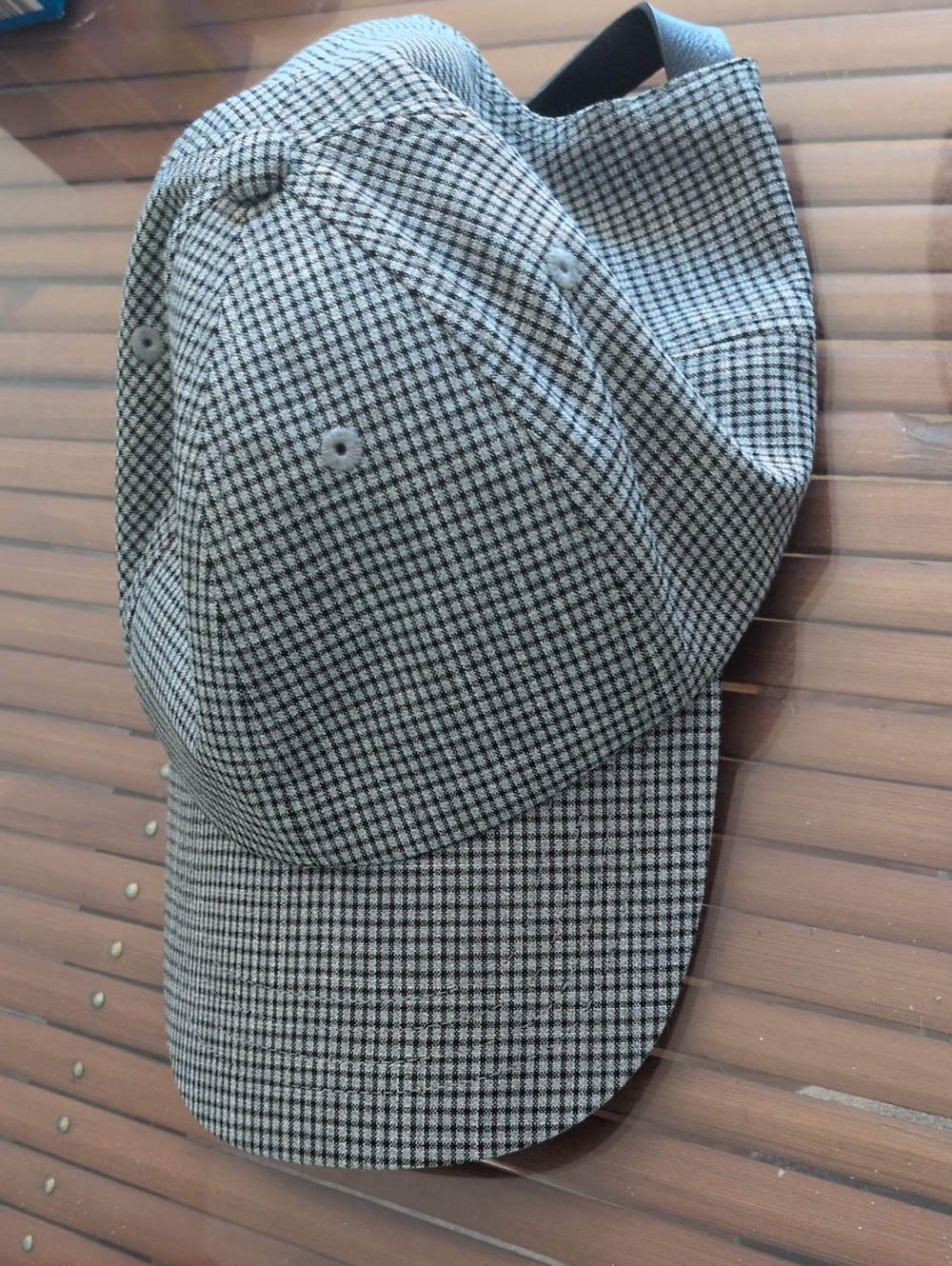 Small Check Baseball Cap in Black and White